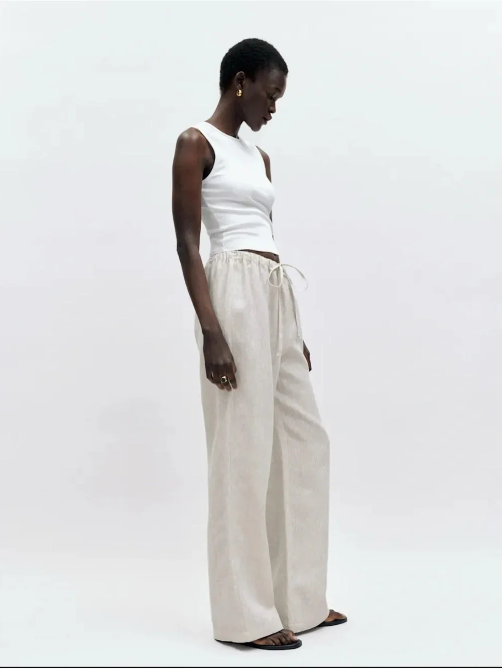 Reformation Olina Linen Pants Oatmeal XS